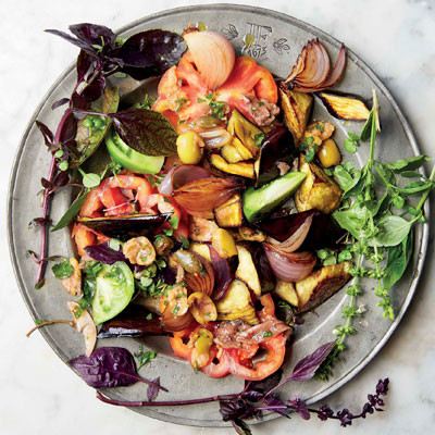 Caponata and fresh tomato salad