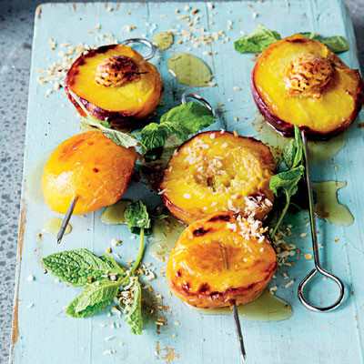 Honey-and-coconut roast peaches