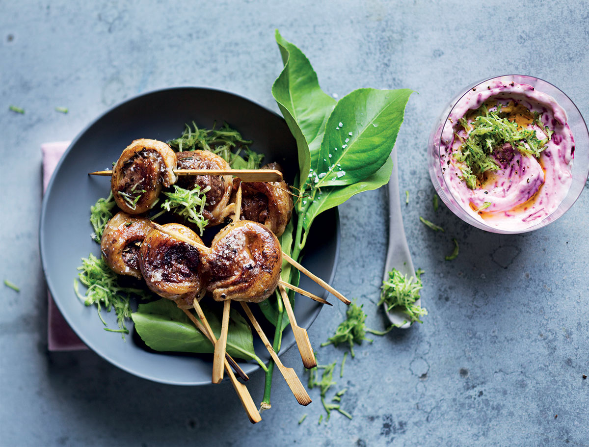 Rosemary lamb lollipops with beetroot tzatziki recipe