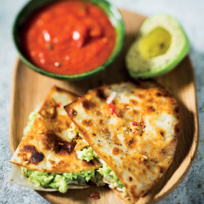 Toasted avocado quesadilla wraps