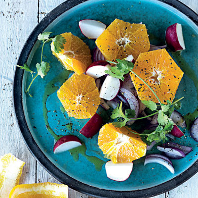 Orange, radish and coriander salad