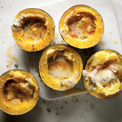 Blue cheese baked gem squash