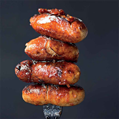 Honey and chipotle glazed pork sausages