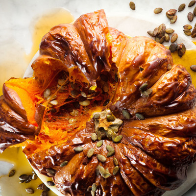 Whole roasted pumpkin