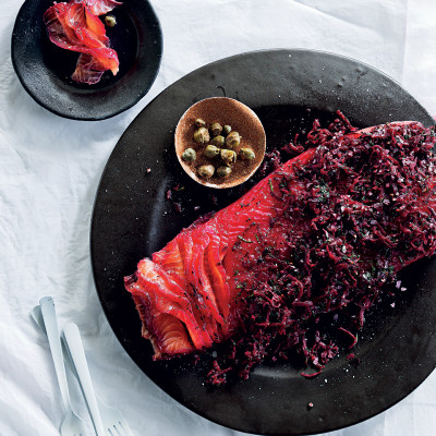 Beetroot-cured gravlax