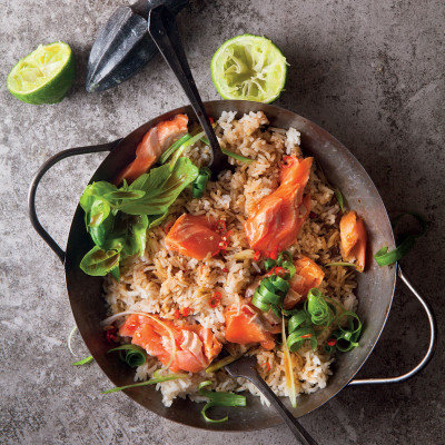 Loadshedding rice with seared trout