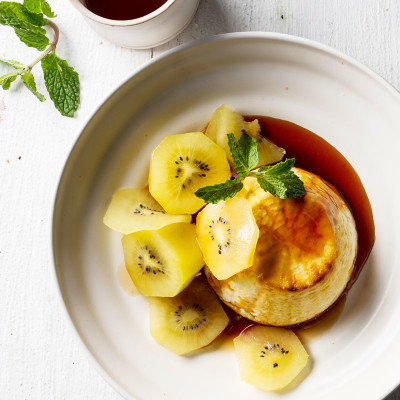 Baked honey ricotta with golden kiwis