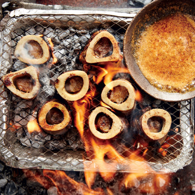 Braaied marrow bones with chipotle butter