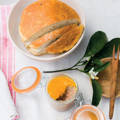 Handmade beer bread and pate