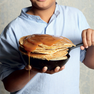 Millionaire's shortbread pancakes