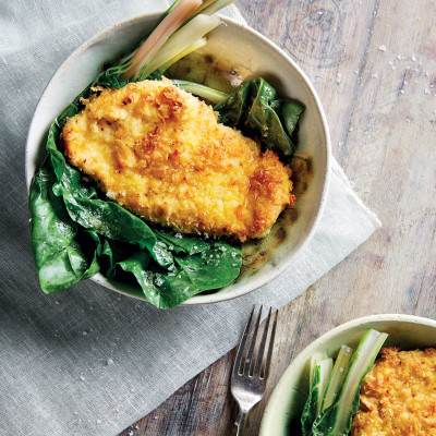 Panko-Parmesan chicken escalopes