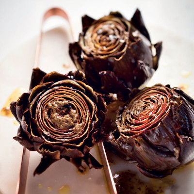 Roast artichokes with truffle butter