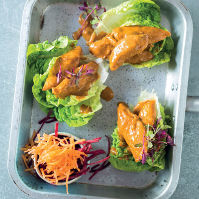 Thai red chicken curry lettuce cups