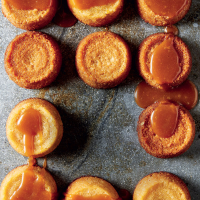 Almond-and-maple cakes with salted maple caramel