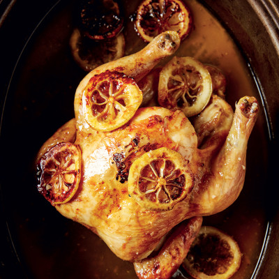 Roast lemon, maple and cider chicken