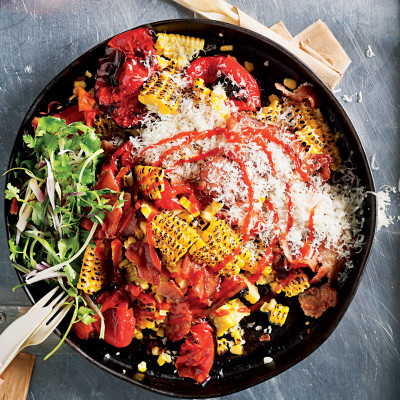 Tangy charred corn and bacon salad