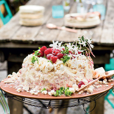 Vegan meringue mess cake