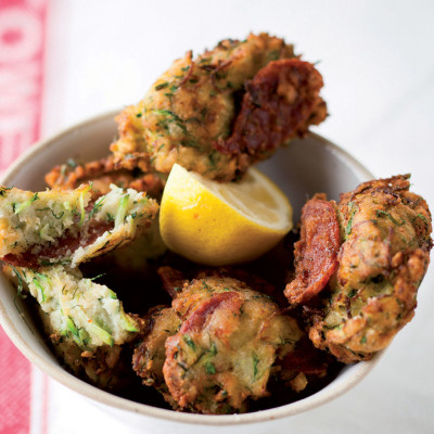 Baby marrow and chorizo fritters