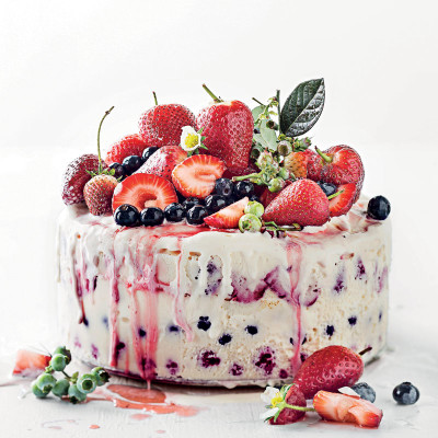 Layered berry ice-cream cake