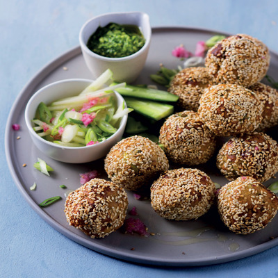 Apple-and-pecorino chicken meatballs