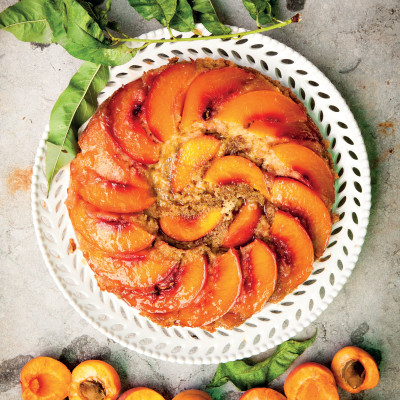 Upside-down nectarine cake