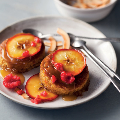 Malva pudding with brown sugar apples and coconut