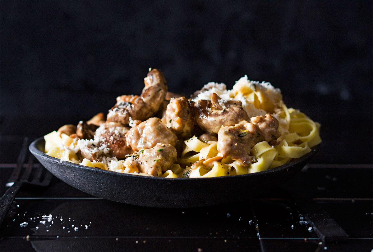 Creamy mushroom sausage pasta