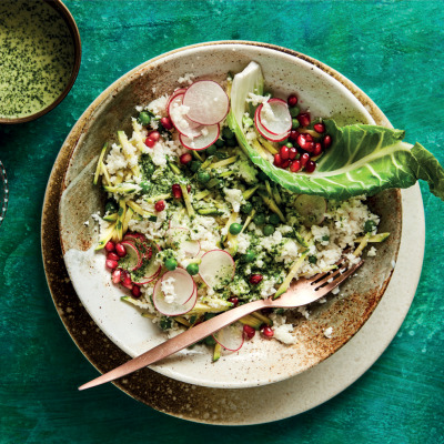 Coconut-dressed cauli-rice winter salad