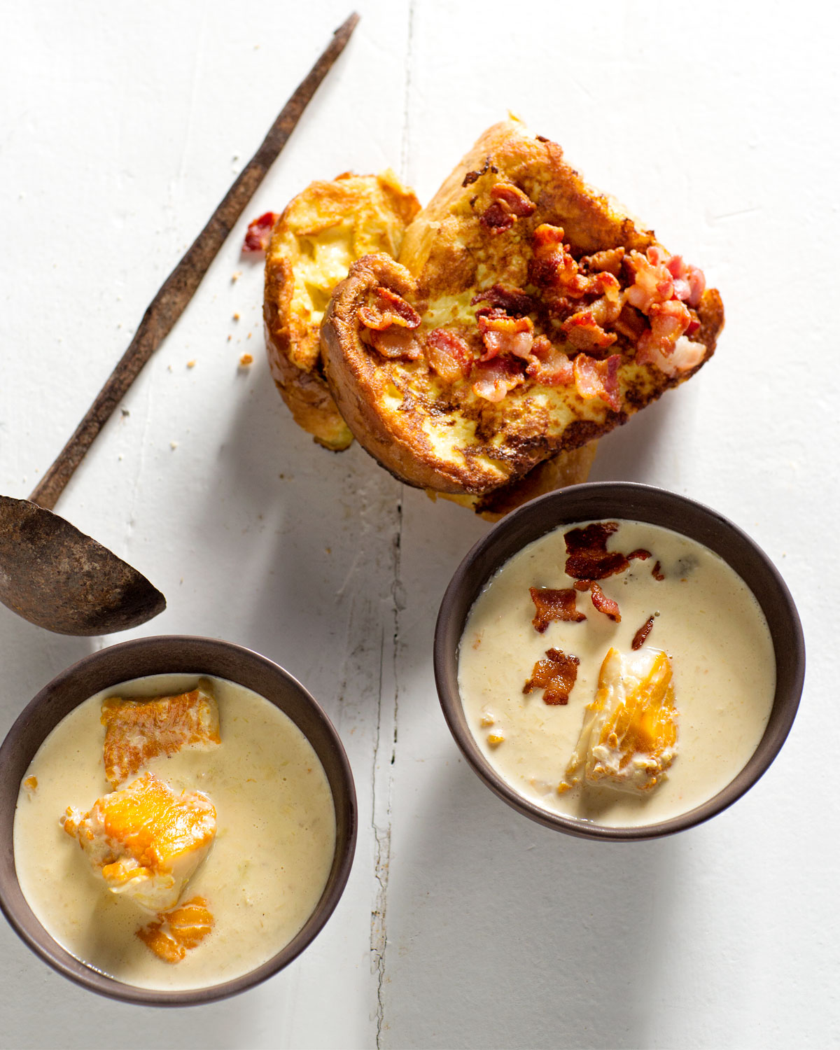 Creamy haddock chowder with French toast