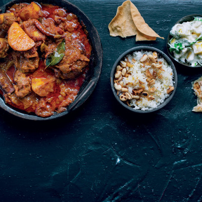 Indian lamb on the bone with pineapple-and-coriander raita