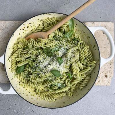 Basil pesto fusilli