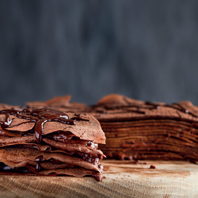 Chocolate crêpe cake with Nutella cream