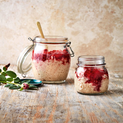 Cardamom-and-rose almond milk rice pudding