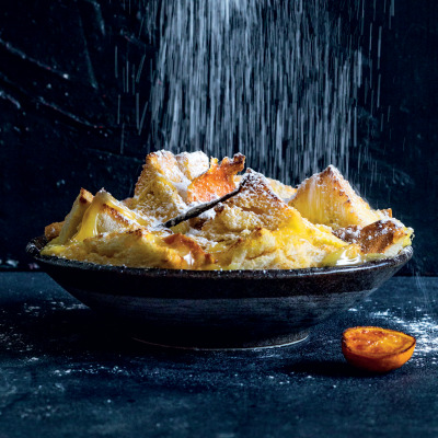 Lemon curd bread-and-butter pudding