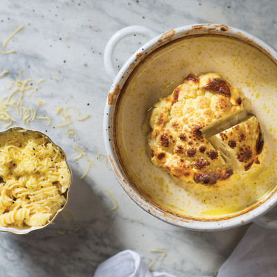 Whole roasted cauliflower soup