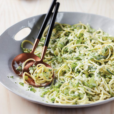 Vegetable spaghetti slaw with buttermilk dressing