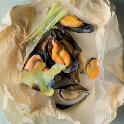 Mussels en papillote at The Restaurant at Jordan