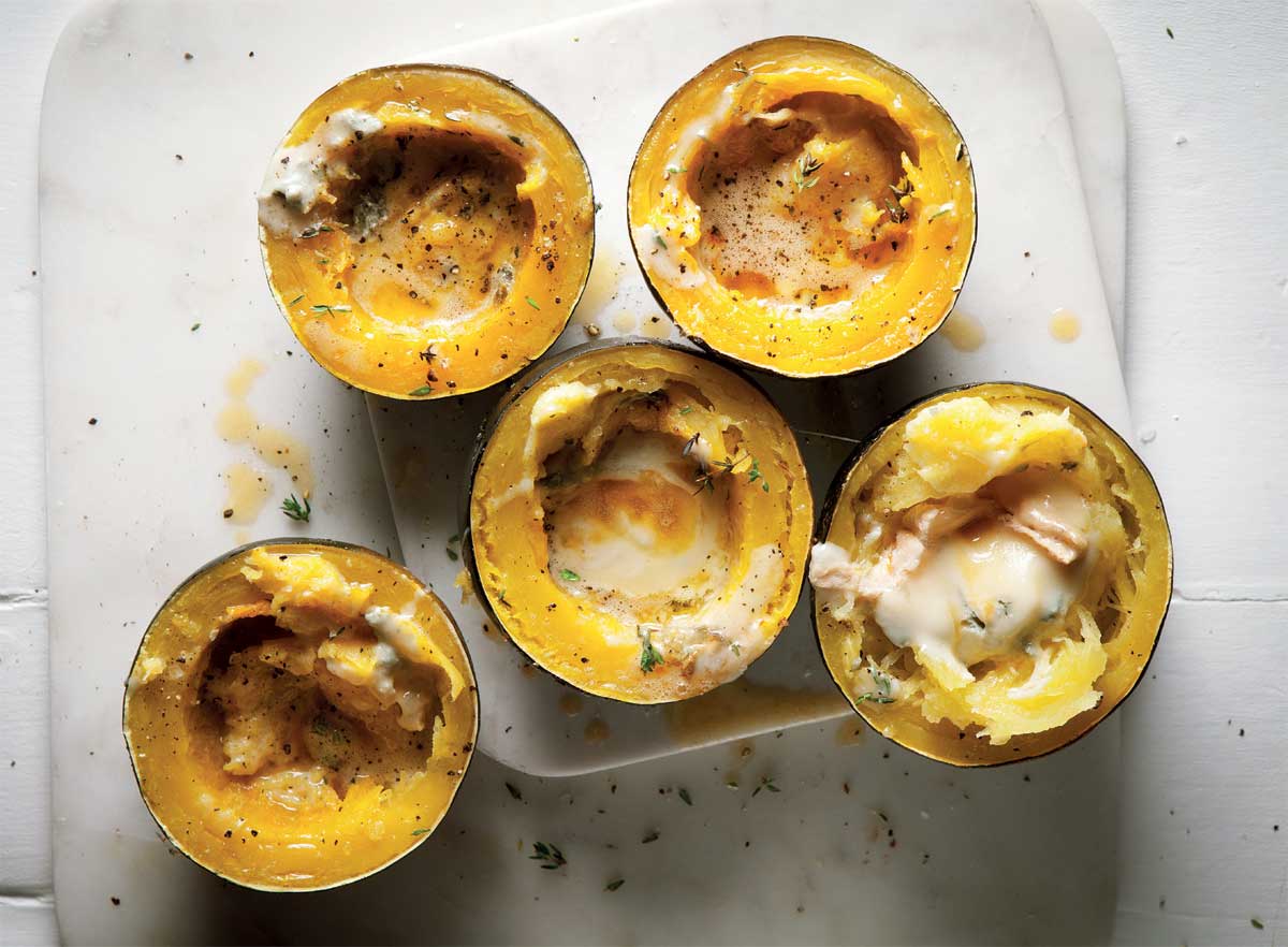 Blue cheese baked gem squash recipe