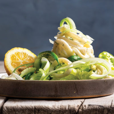 Dill-marinated calamari salad