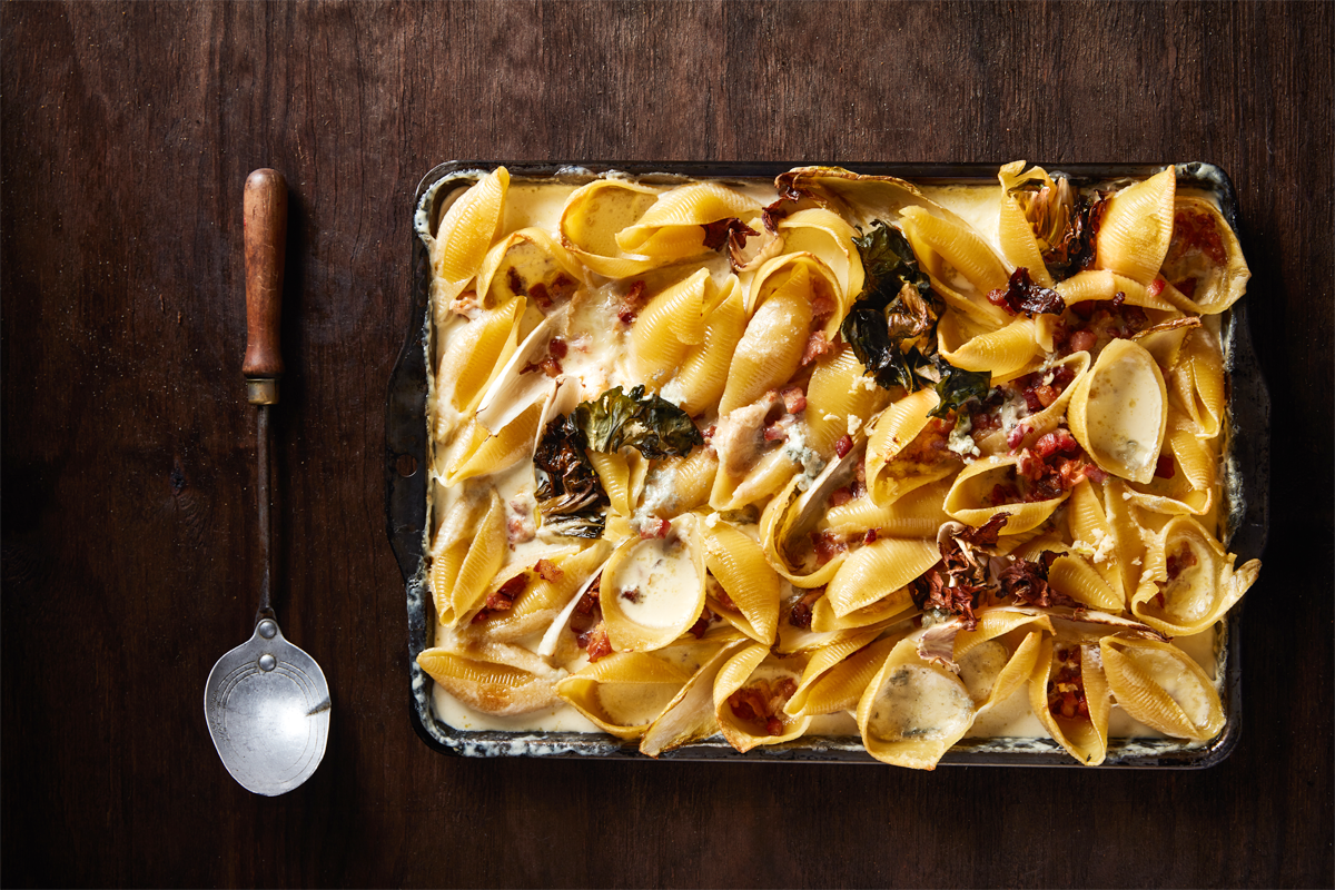 Baked conchiglie carbonara recipe