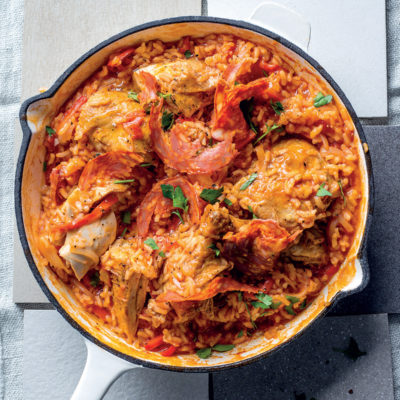 Spanish chicken, sweet pepper and tomato rice