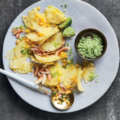 Tropical carpaccio with lime sugar