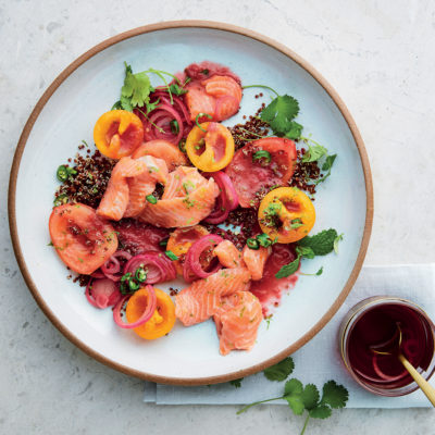 Trout ceviche with pomegranate dressing