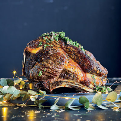 Rib-eye with anchovy salsa verde