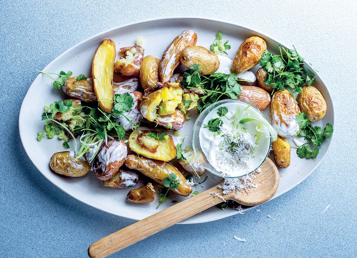 Coconut-and-coriander three-potato salad recipe