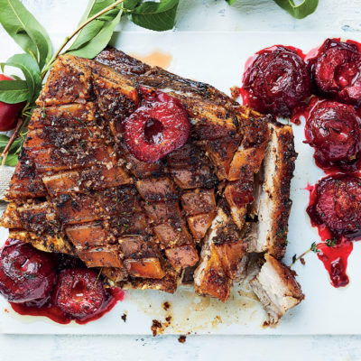 Sumac pork belly with Flavourburst plums