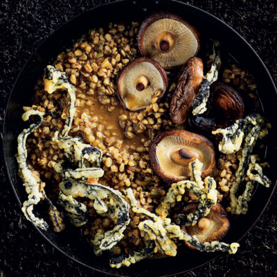 Barley risotto with shiitake