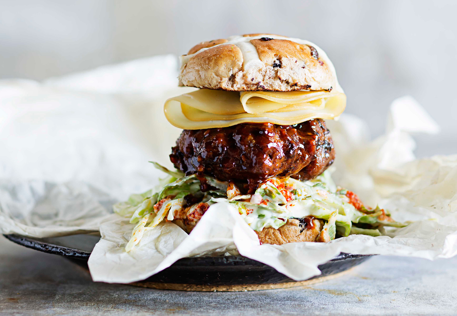 hot cross bun burger