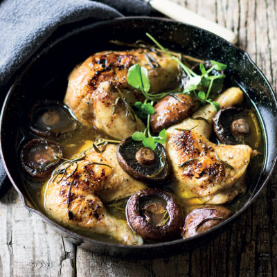 Roast rosemary chicken with mushrooms