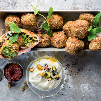 Dukkah pea falafel pita pockets